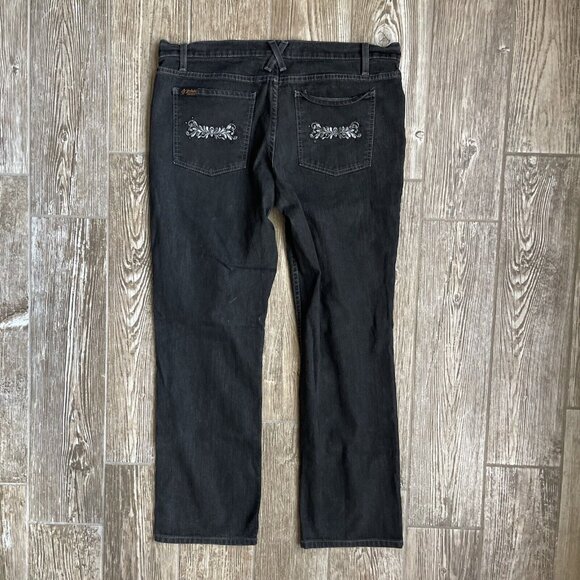 2/$18 SALE! Jordache Jeans 14P Mid Rise Black Denim Straight Embroidered Cowgirl - Picture 9 of 12